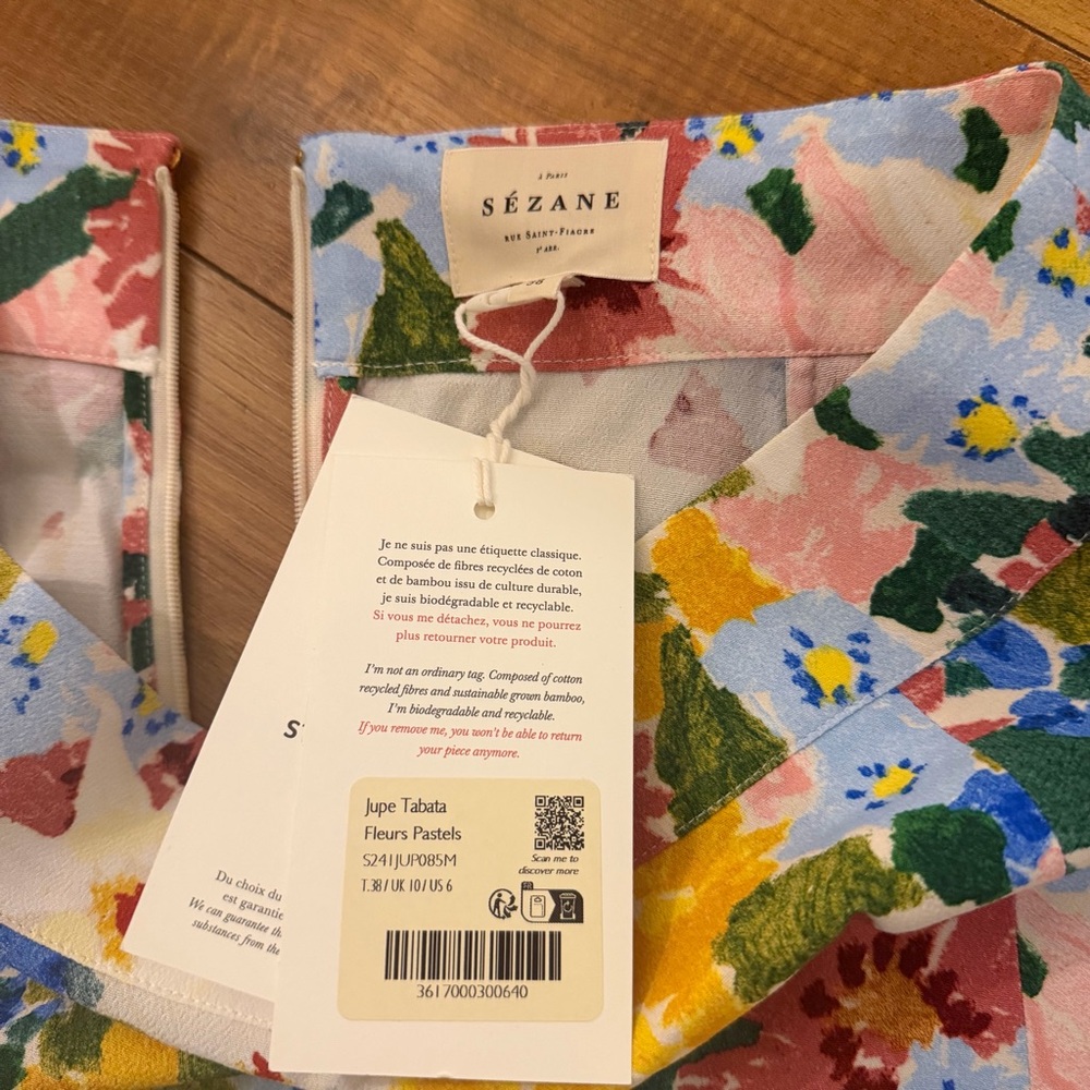 NWT Sézane tabata skirt in pastel florals - Picture 6 of 6